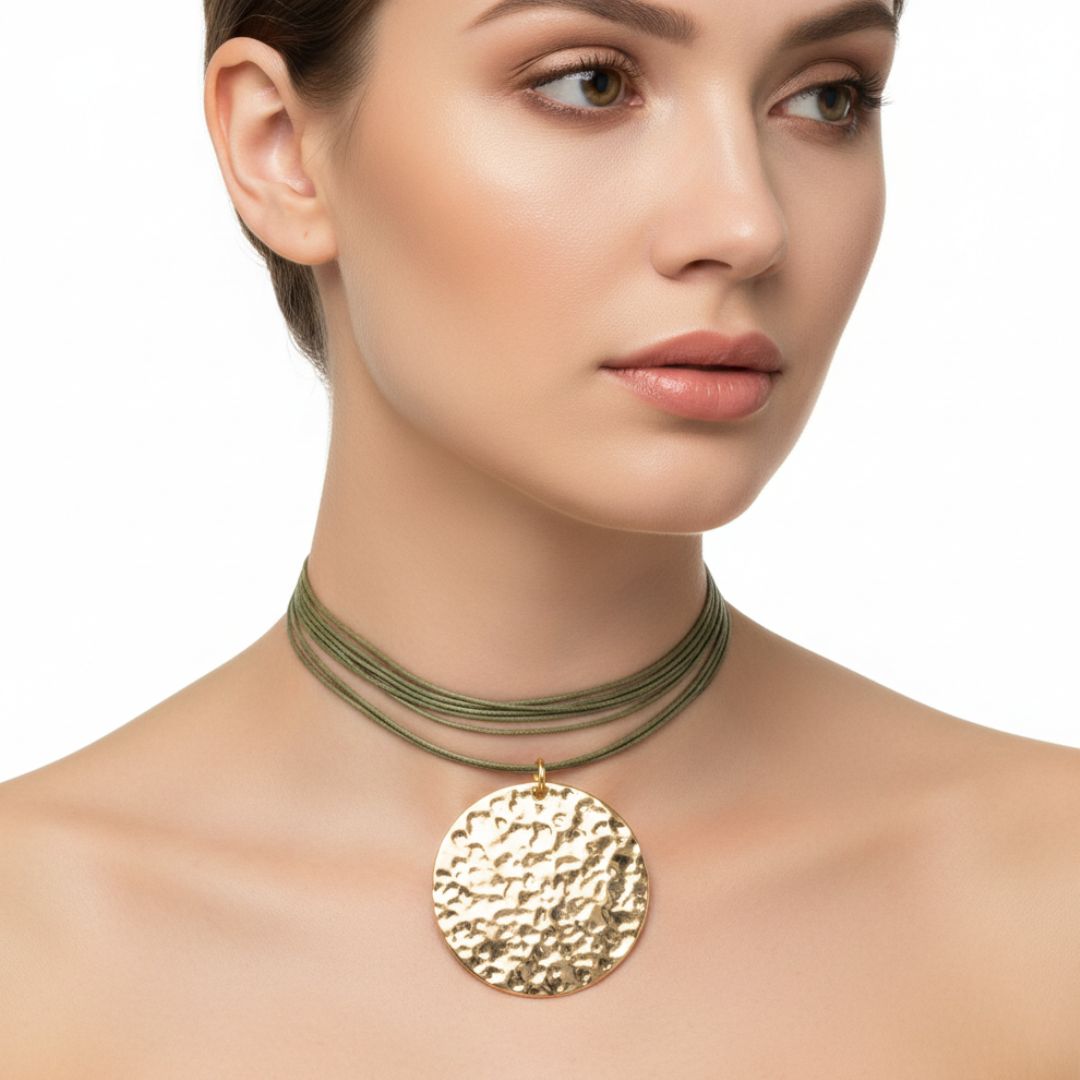 CHOKER COLLAR STATEMENT DORADO CORDÓN VERDE SFERA ESPAÑA