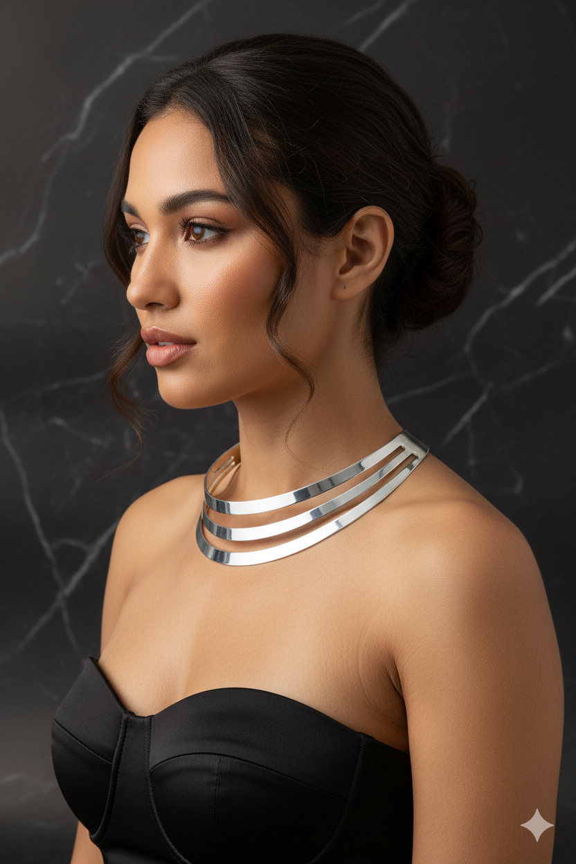GARGANTILLA CHOKER TRIPLE PLATEADO - ELEGANCIA MINIMALISTA Y MODERNA