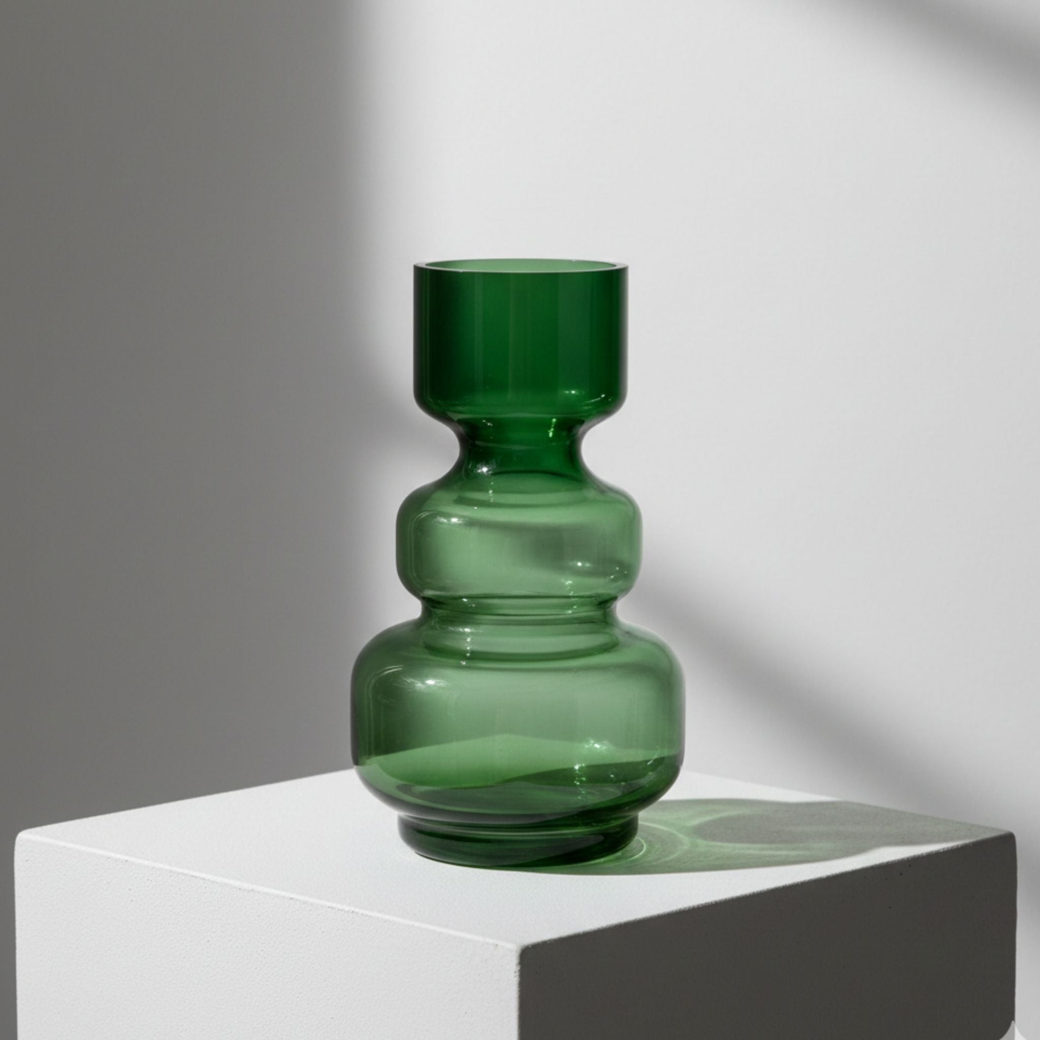 FLORERO  DE VIDRIO CURVAS GREEN VERDE MUSGO