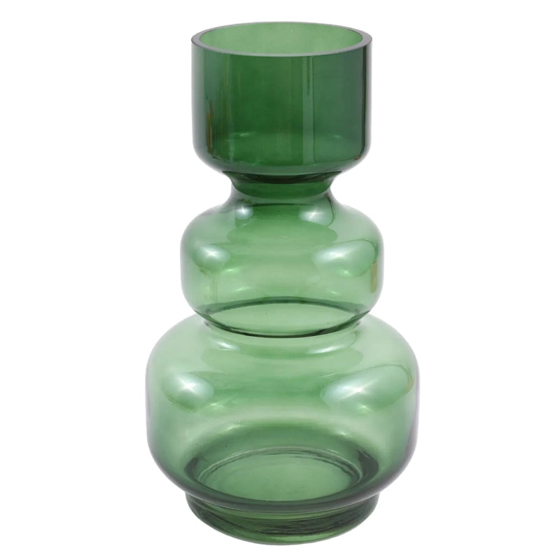 FLORERO  DE VIDRIO CURVAS GREEN VERDE MUSGO