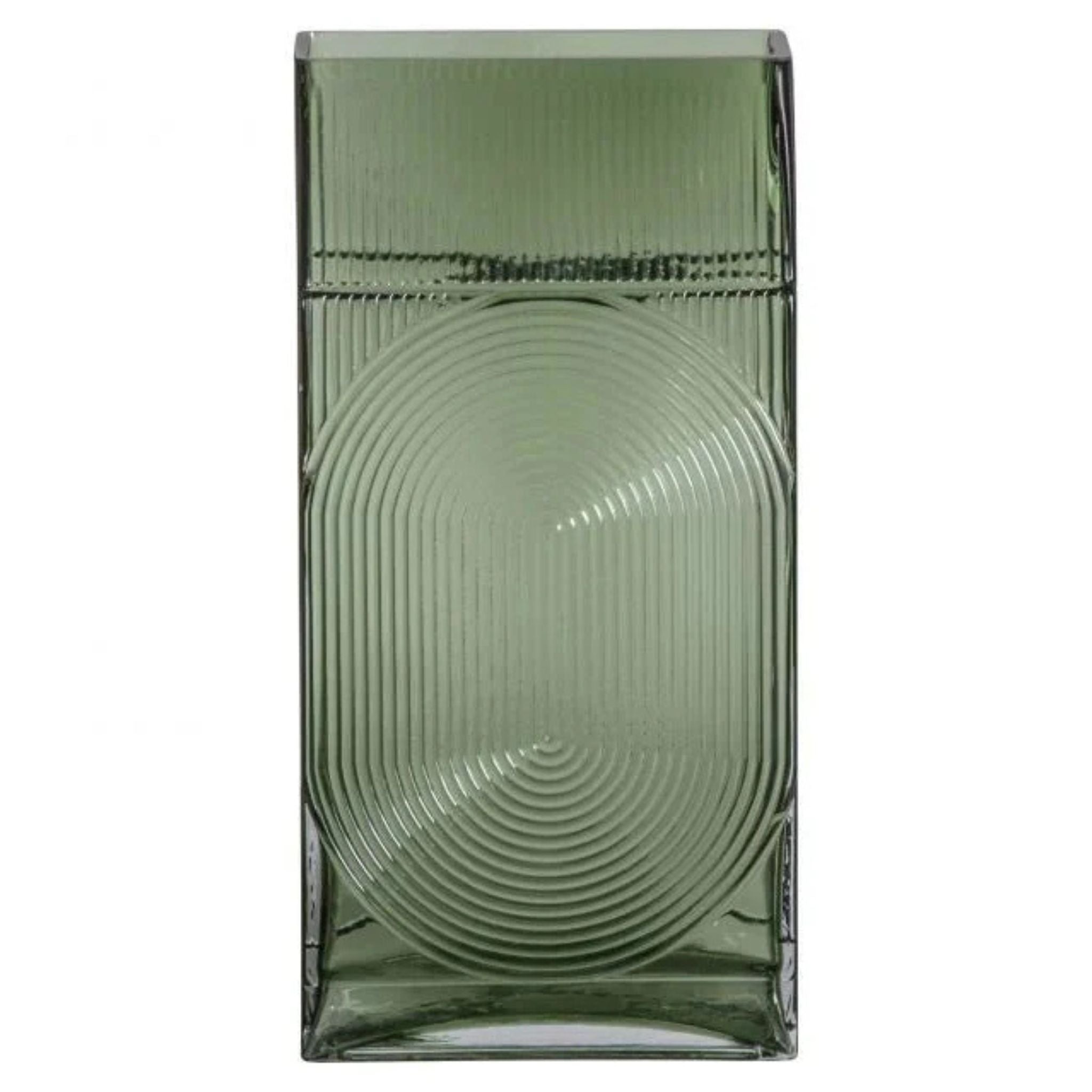 FLORERO  RECTÁNGULO VIDRIO VERDE 30 CM