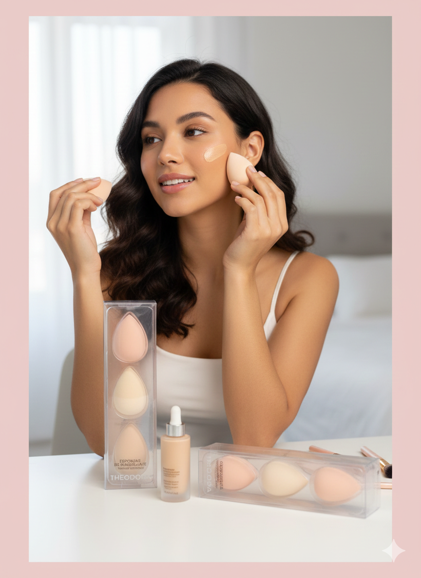 ESPONJA PARA MAQUILLAJE 3 PZS CON FORMA DE HUEVO